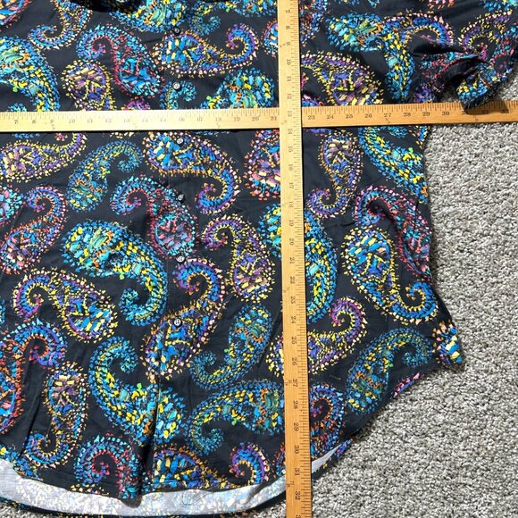 Robert Graham Men's Sz 2XL Multicolor Paisley Short Sleeve Button-Up Shirt - Picture 9 of 10